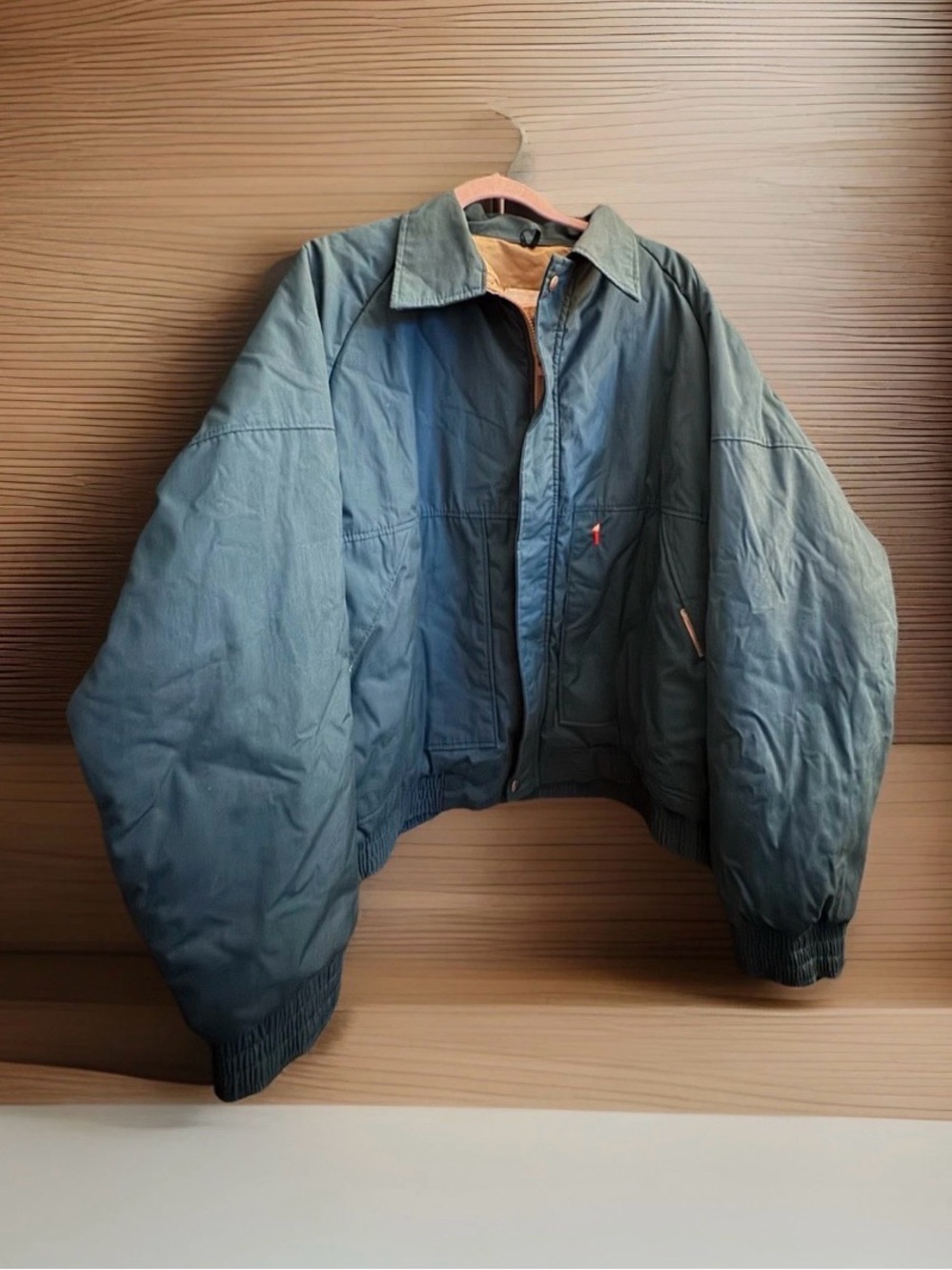 VINTAGE 1970s Peak 1 Sports Heavy Coach Jacket Men's XL Green Full Zip Tan Int.